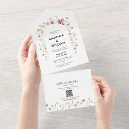Elegante juego de Invitación a Boda Floral y RSVP
