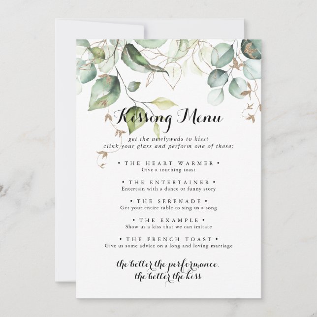 Elegante juego de menú Boda de bienvenida (Anverso)