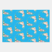 Elegante juego de papel de envolvimiento de flores