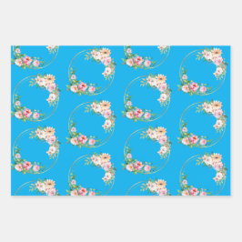 Elegante juego de papel de envolvimiento de flores