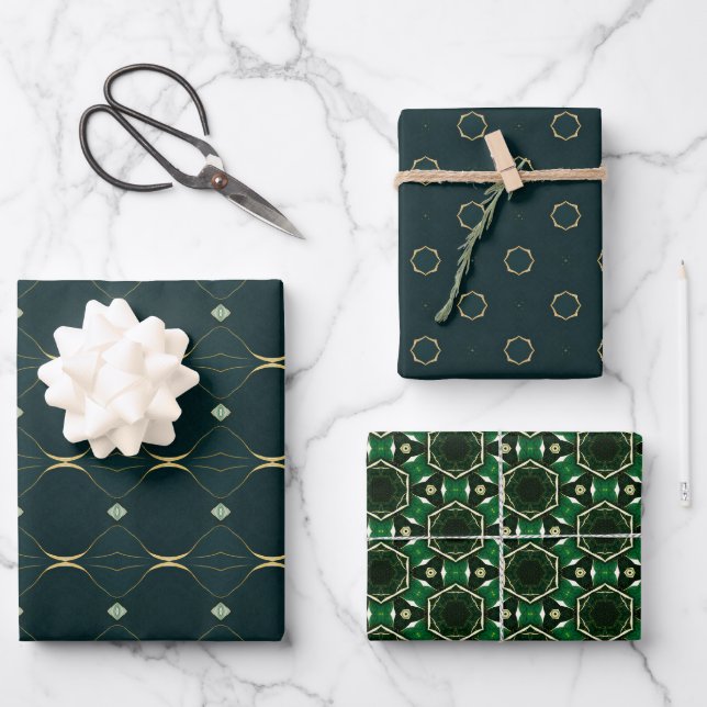 Elegante juego de papel de envolvimiento Evergreen (Anverso)