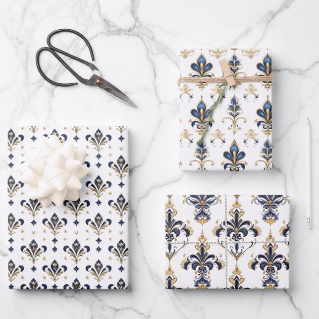 Elegante juego de papel de envolvimiento Fleur-de- (Anverso)