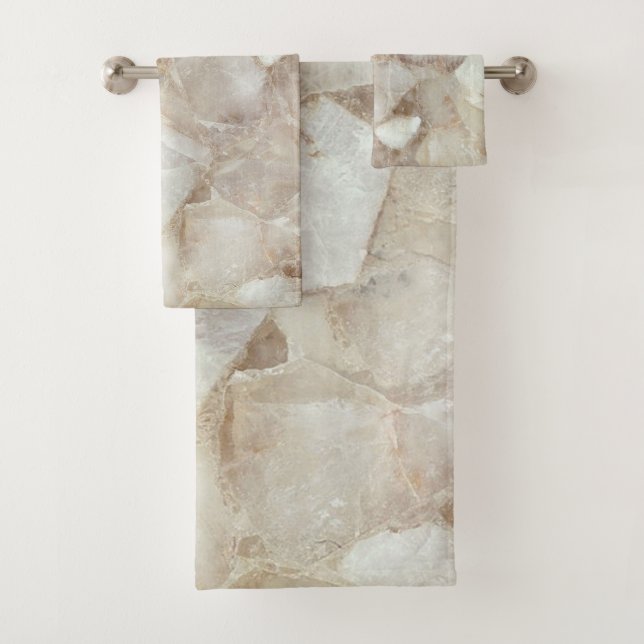 Elegante juego de toallas de baño de cuarzo blanco (In situ)