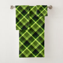 Elegante Juego De Toallas De Baño De Patrón Verde