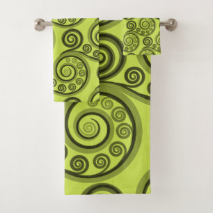 Elegante juego de toallas Koru amarillo-verde