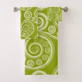 Elegante juego de toallas verde Koru Fern Frond Sw