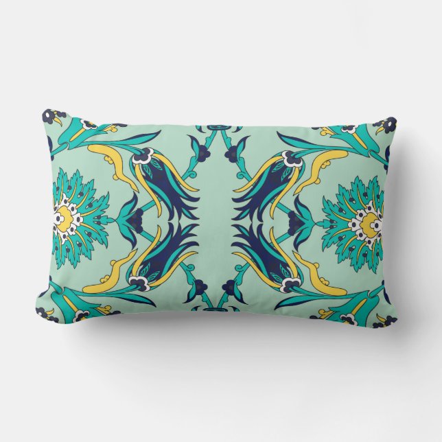 Elegante jungla verde y almohada lumbar amarilla (Anverso)