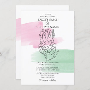 Elegante King Protea Invitaciones a la boda acuare