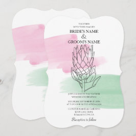 Elegante King Protea Invitaciones a la boda acuare