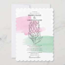 Elegante King Protea Invitaciones a la boda acuare