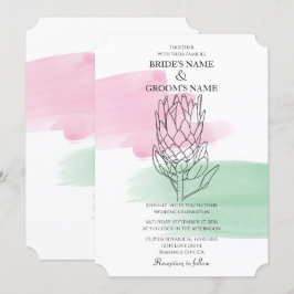 Elegante King Protea Invitaciones a la boda acuare