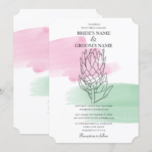 Elegante King Protea Invitaciones a la boda acuare