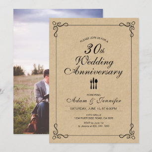 Elegante kraft 30º aniversario Boda Invitación