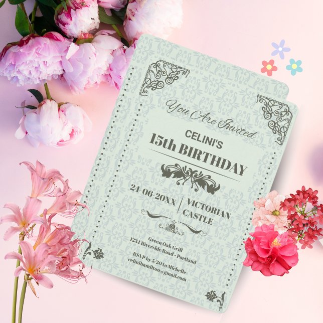 Elegante Lace 15 invitaciones de cumpleaños - Pers (Elegant Lace 15th Birthday Invitations – Custom & Stylish)