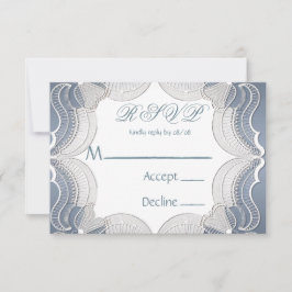 Elegante Lace En Tarjetas RSVP De Boda Azul