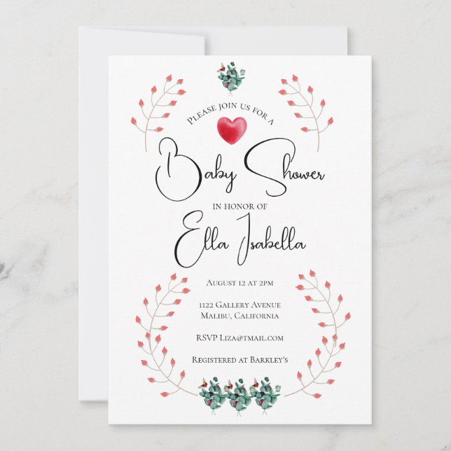 Elegante Lady Bug Floral Invitación Baby Shower (Anverso)