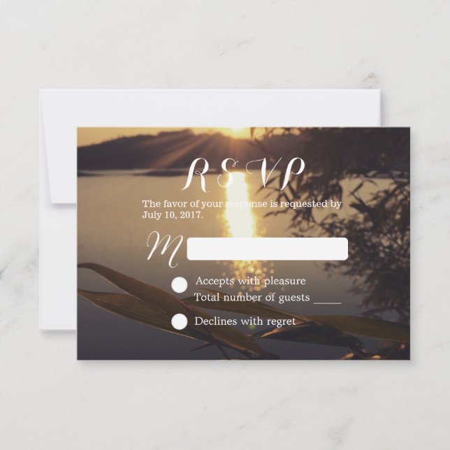 Elegante Lake Sunset Wedding RSVP (Anverso)