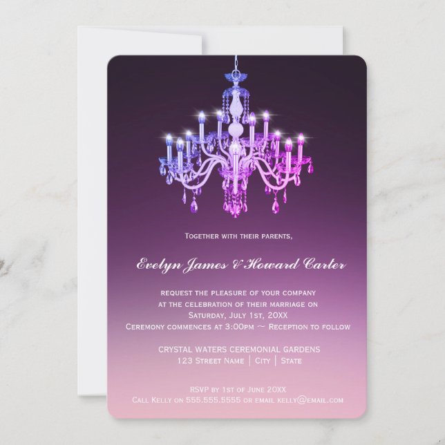 Elegante lámpara veneciana| Invitación a la boda (Anverso)
