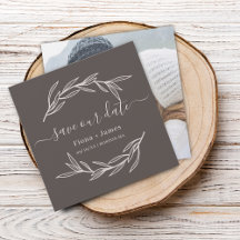 Elegante Laurel Leaf Photo Save the Date Card