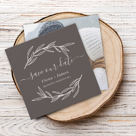 Elegante Laurel Leaf Photo Save the Date Card