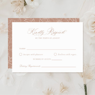 Elegante Laurel Wreath Rubor Wedding Tarjeta RSVP