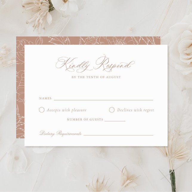 Elegante Laurel Wreath Rubor Wedding Tarjeta RSVP (Subido por el creador)