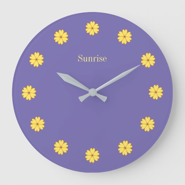 Elegante Lavanda Azul y Flores Reloj de pared (Anverso)
