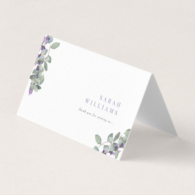 Elegante Lavanda Eucalyptus Boda Tarjeta de plaza (Anverso)