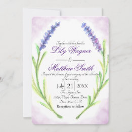 Elegante Lavanda Floral Invitación a la Boda Púrpu