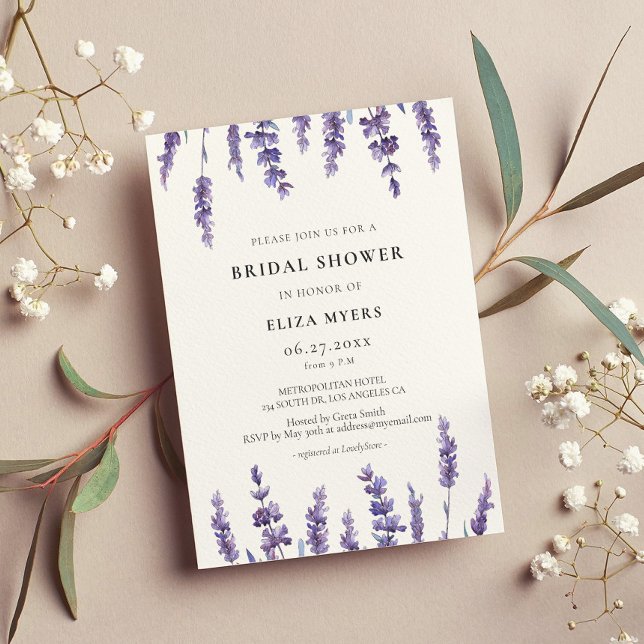 Elegante lavanda floral Invitación a la ducha nupc (Subido por el creador)