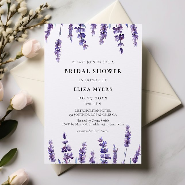 Elegante lavanda floral Invitación a la ducha nupc (Subido por el creador)