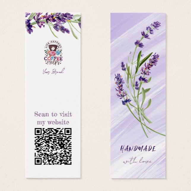 Elegante Lavanda hecha a mano con tarjeta de produ (Anverso y reverso)