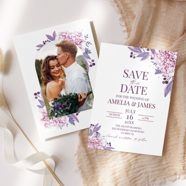 Elegante Lavanda Lilac Photo Arch Invitación Boho (Subido por el creador)