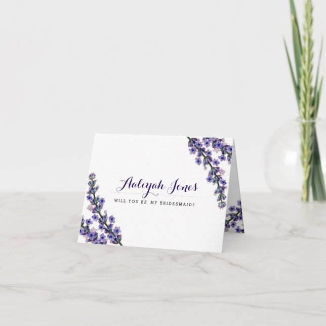 Elegante Lavanda Serás Mi Tarjeta De Noviaria (Anverso)