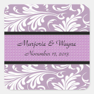 ELEGANTE LAVENDAR SWIRL PEGATINAS DE BODA PERSONAL