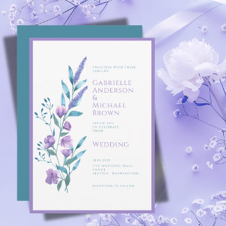 Elegante Lavender Tarjeta Boda color púrpura