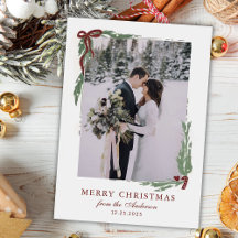 Elegante lazo con vegetación Foto Navidad