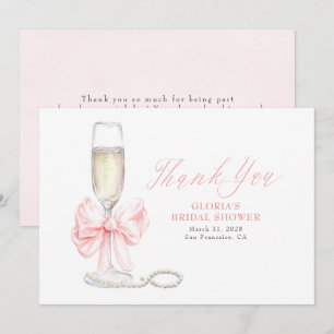 Elegante lazo rosa prosecco agradecimiento por des