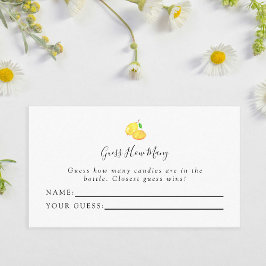 Elegante Lemon Baby Shower Adivina cuántas tarjeta
