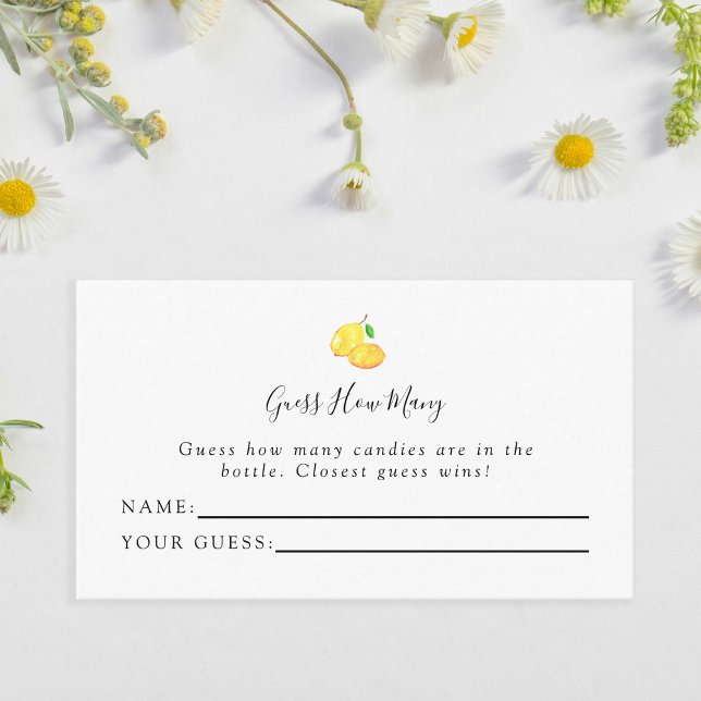 Elegante Lemon Baby Shower Adivina cuántas tarjeta (Subido por el creador)
