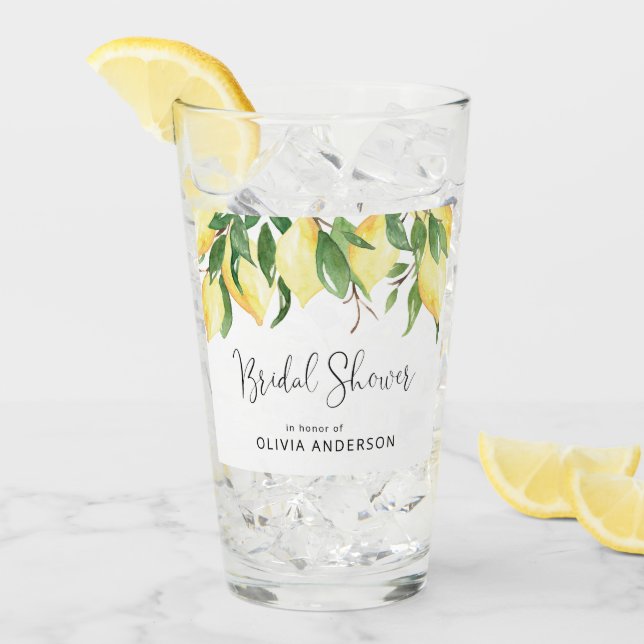 Elegante Lemon Bridal Shower Glass (Anverso (hielo))