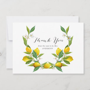 Elegante Lemon Bridal Shower Gracias Cartas