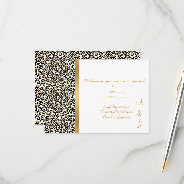 ELEGANTE LEOPARDO CON DETALLES EN ORO RSVP (Anverso/Reverso In Situ)