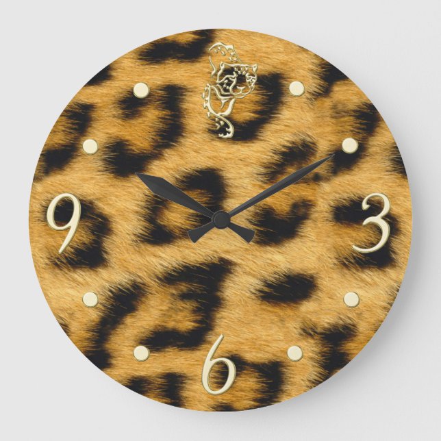 Elegante leopardo Fur con reloj de pared de la boc (Anverso)
