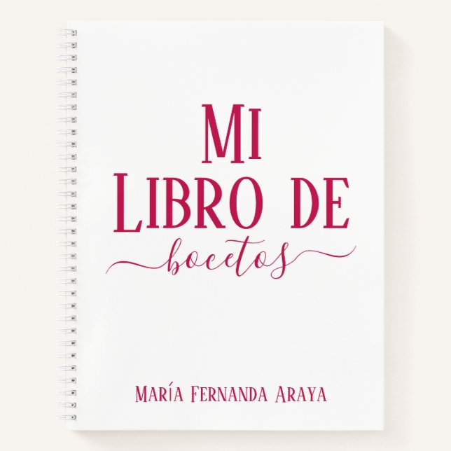 Elegante libro de bocetos blanco regalo para ella (Anverso)