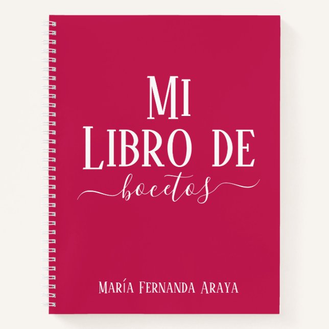 Elegante libro de bocetos fuscia regalo para ella (Anverso)