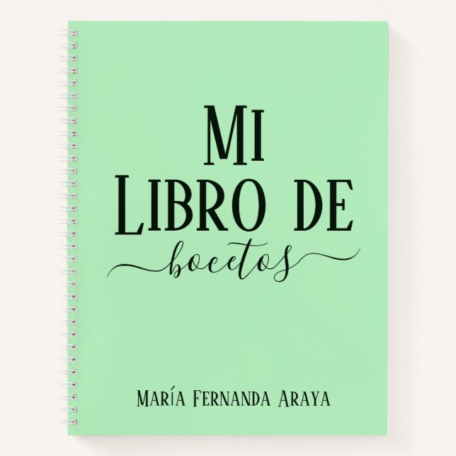 Elegante libro de bocetos soft green para ella (Anverso)