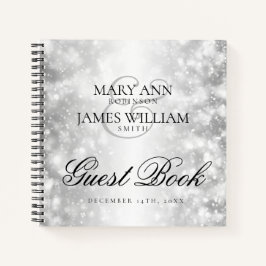 Elegante libro de boda Luces de verano plateado