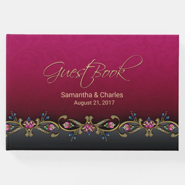 Elegante libro de Boda rojo de vino (Anverso)