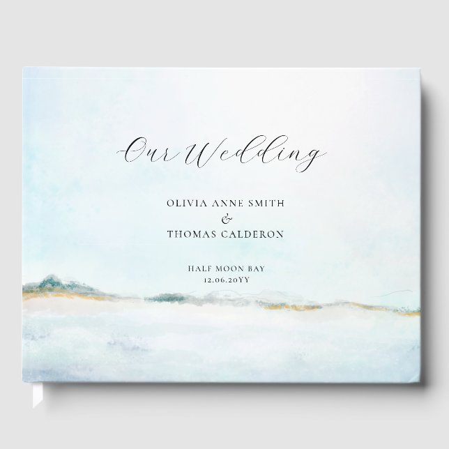 Elegante libro de Bodas costeros frente al mar (Anverso)
